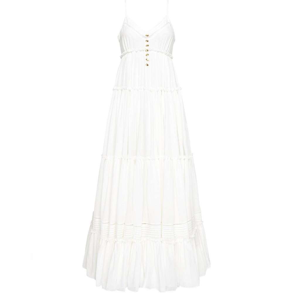 NWT AJE White Maxi summer Dress with gold buttons size 4 - Picture 5 of 7